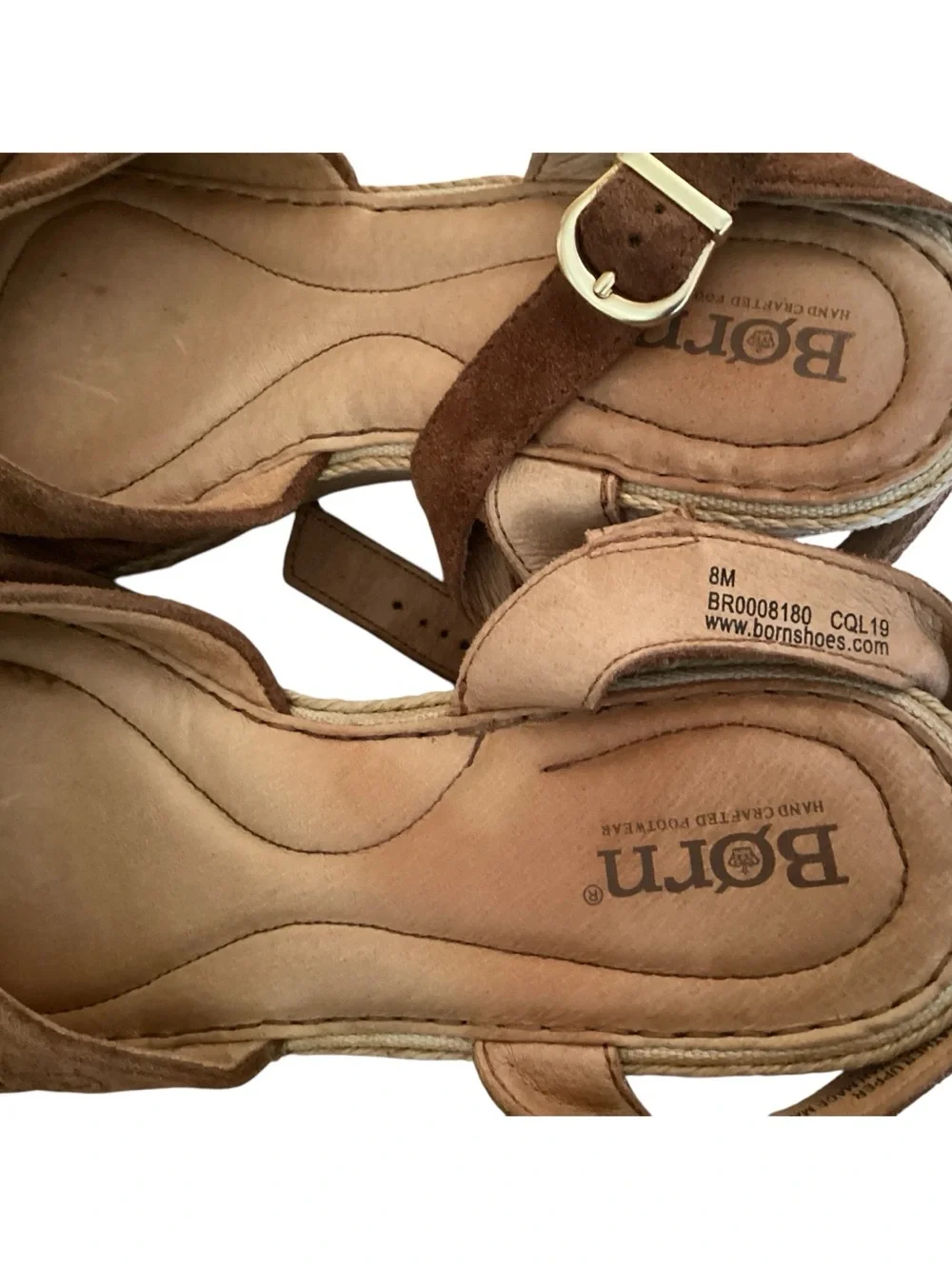Born Ladue Brown Suede Leather Espadrille Wedge Sandals Size 8